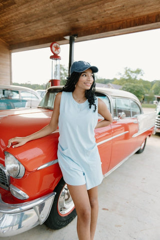 Blue Sleeveless T-Shirt Romper | Select Trends Boutique
