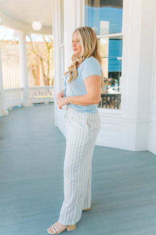 Blue Striped Drawstring Flowy Pants | Select Trends Boutique