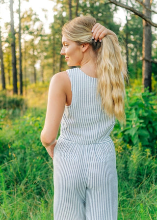 Blue Striped Flowy Pant Set | Select Trends Boutique