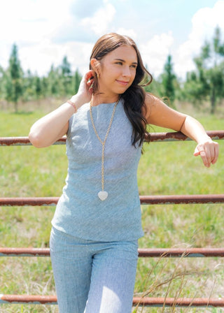 Blue Striped Linen Pant Set | Select Trends Boutique