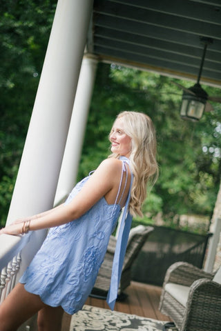 Blue Striped Scallop Dress | Select Trends Boutique