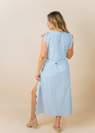 Blue Striped Scalloped Skirt Set | Select Trends Boutique