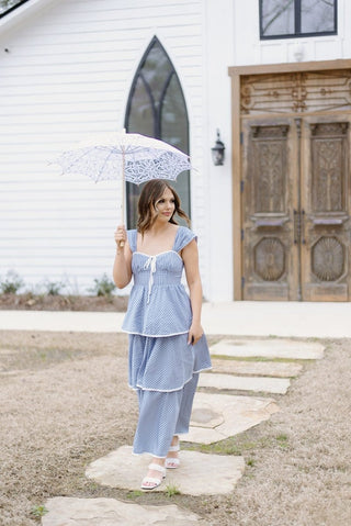 Blue Striped Tiered Ruffle Midi Dress | Select Trends Boutique