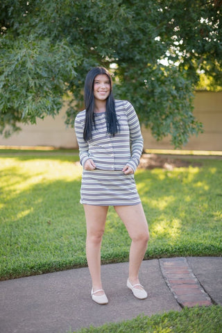 Blue Striped Top & Skort Knit Set | Select Trends Boutique