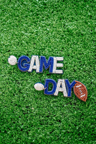 Blue & White Beaded Gameday Drops - Select Trends Boutique