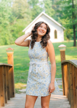 Blue & Yellow Floral Mini Dress | Select Trends Boutique