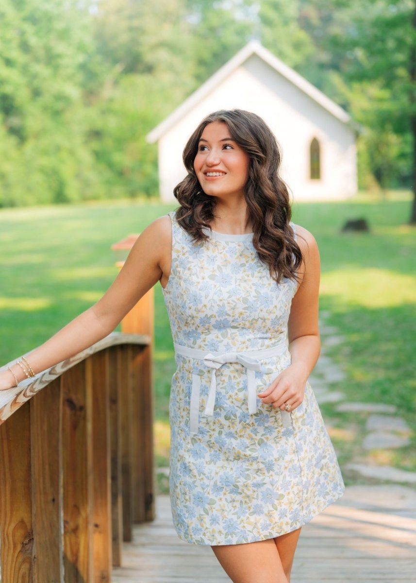 Blue & Yellow Floral Mini Dress
