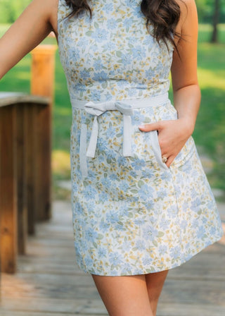 Blue & Yellow Floral Mini Dress | Select Trends Boutique