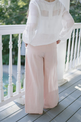 Blush Pink Linen Wide Leg Pants