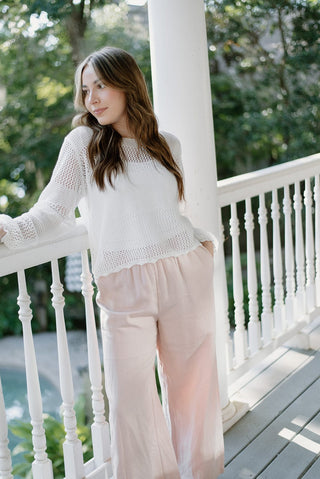 Blush Pink Linen Wide Leg Pants