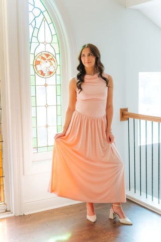 Blush Pink Open Back Maxi Dress | Select Trends Boutique