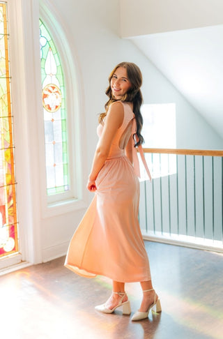 Blush Pink Open Back Maxi Dress | Select Trends Boutique