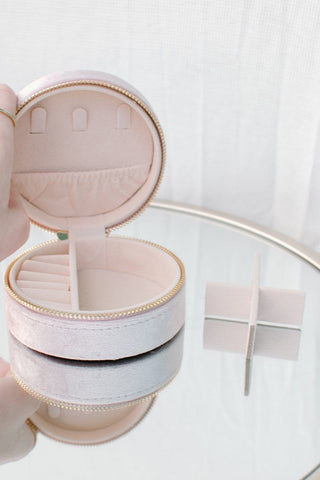 Blush Pink Velvet Jewelry Box