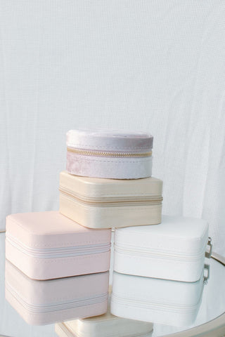 Blush Pink Velvet Jewelry Box