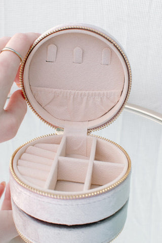 Blush Pink Velvet Jewelry Box