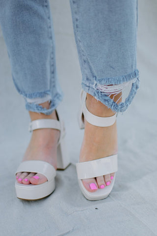 Bone Chunky Platform Heels