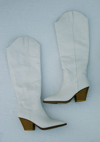 Bone Knee High Cowgirl Boots | Select Trends Boutique