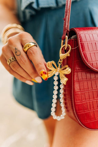 Bow Beaded Pearl Key Chain - Select Trends Boutique