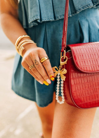 Bow Beaded Pearl Key Chain - Select Trends Boutique