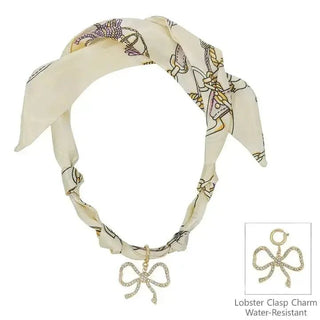 Bow Charm Lavender Scarf Necklace | Select Trends Boutique