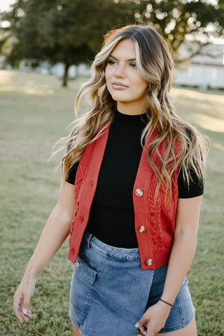 Brick Button Front Sweater Vest | Select Trends Boutique