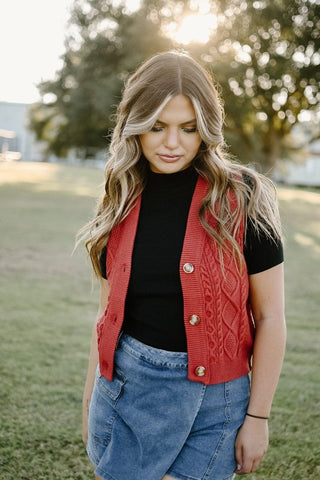 Brick Button Front Sweater Vest | Select Trends Boutique