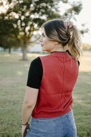 Brick Button Front Sweater Vest | Select Trends Boutique