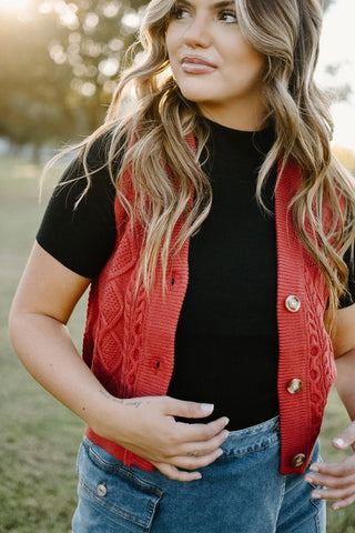 Brick Button Front Sweater Vest | Select Trends Boutique