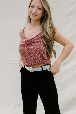 Brick Glitz Cowl Neck Top | Select Trends Boutique
