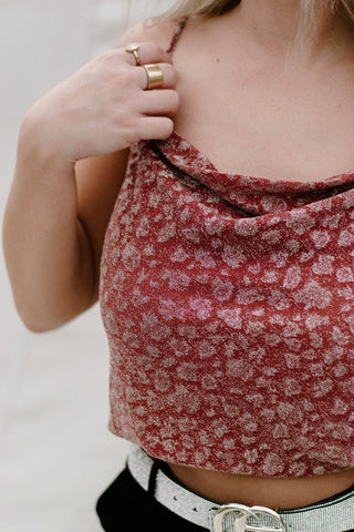 Brick Glitz Cowl Neck Top | Select Trends Boutique