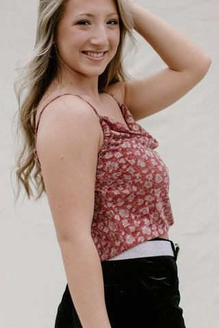 Brick Glitz Cowl Neck Top | Select Trends Boutique