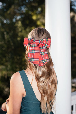 Red Christmas Plaid Hair Bow