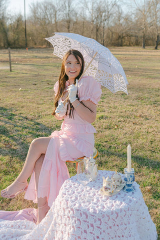 Baby Pink Button Ruffled Maxi Dress