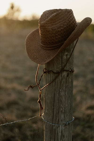 Brown Braided Straw Cowgirl Hat