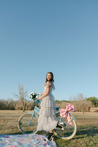 White Polka Dot Ruffle Maxi Dress