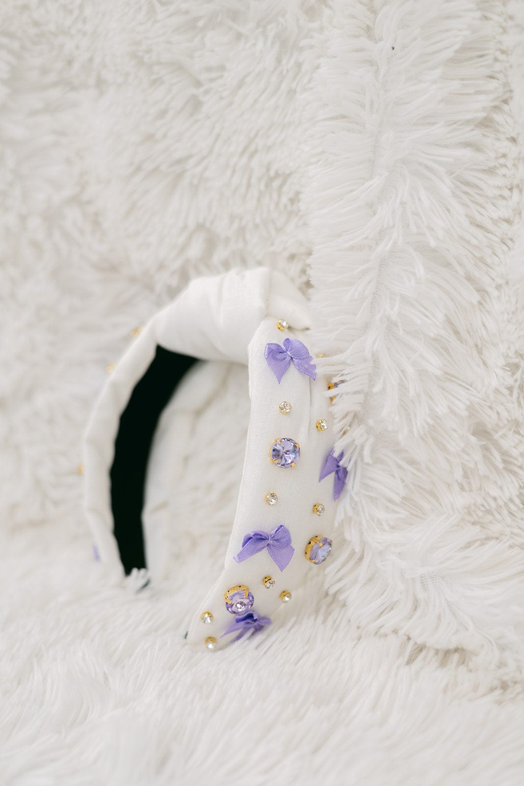 White & Purple Mini Bow Headband