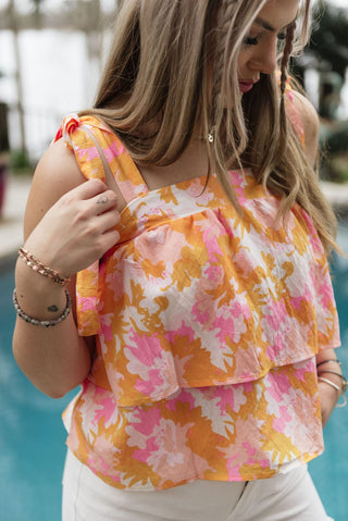 Orange Sadie Spring Blooms Top