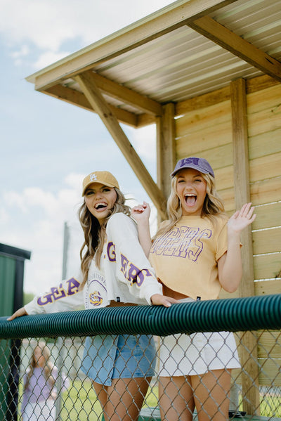 LSU Gold Cropped Short Sleeve Tee