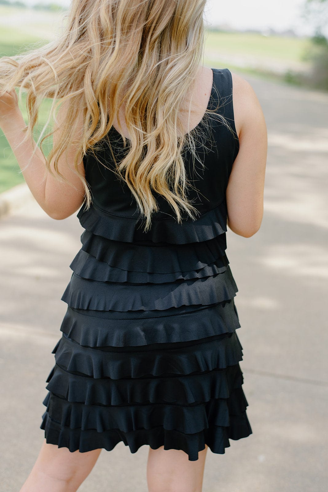 Lulu B Black Sleeveless Ruffle Dress