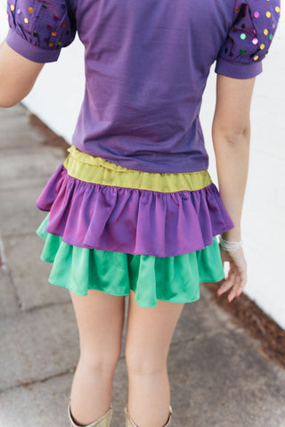 Mardi Gras Satin Ruffle Skort