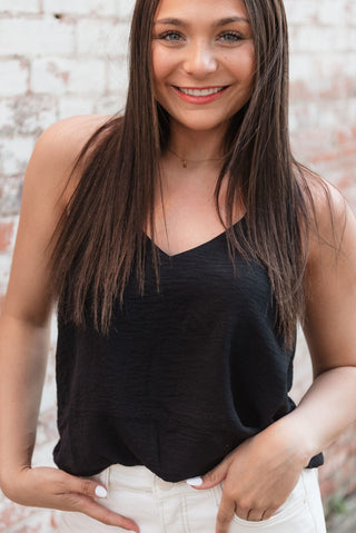 Black V-Neck Flowy Sleevless Cami
