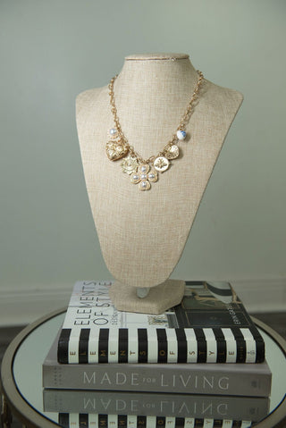 Gold Hearts Chunky Charm Necklace
