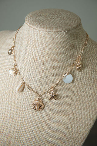 Gold Seashell Charm Necklace