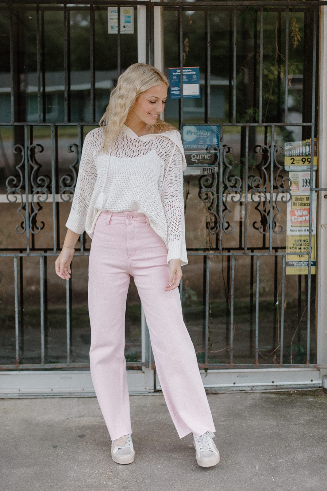 Strawberry Pink Wide Leg Jeans