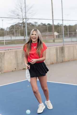 Black Ruffle Hem Tennis Skort