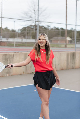 Black Ruffle Hem Tennis Skort