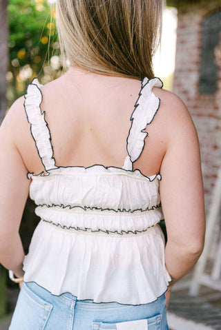 Ivory Contrast Bow Detail Top