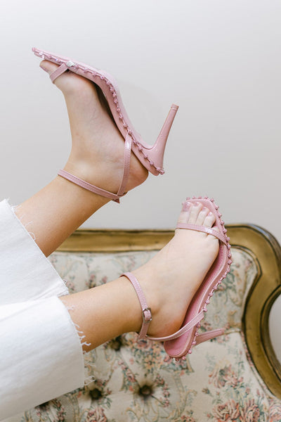 Pink Glitz Square Toe Heels
