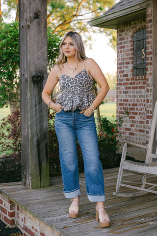Cheetah Balloon Hem Top