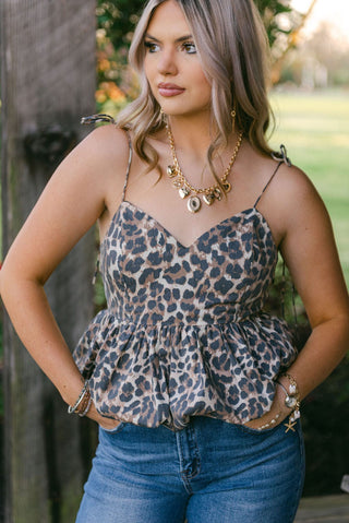 Cheetah Balloon Hem Top